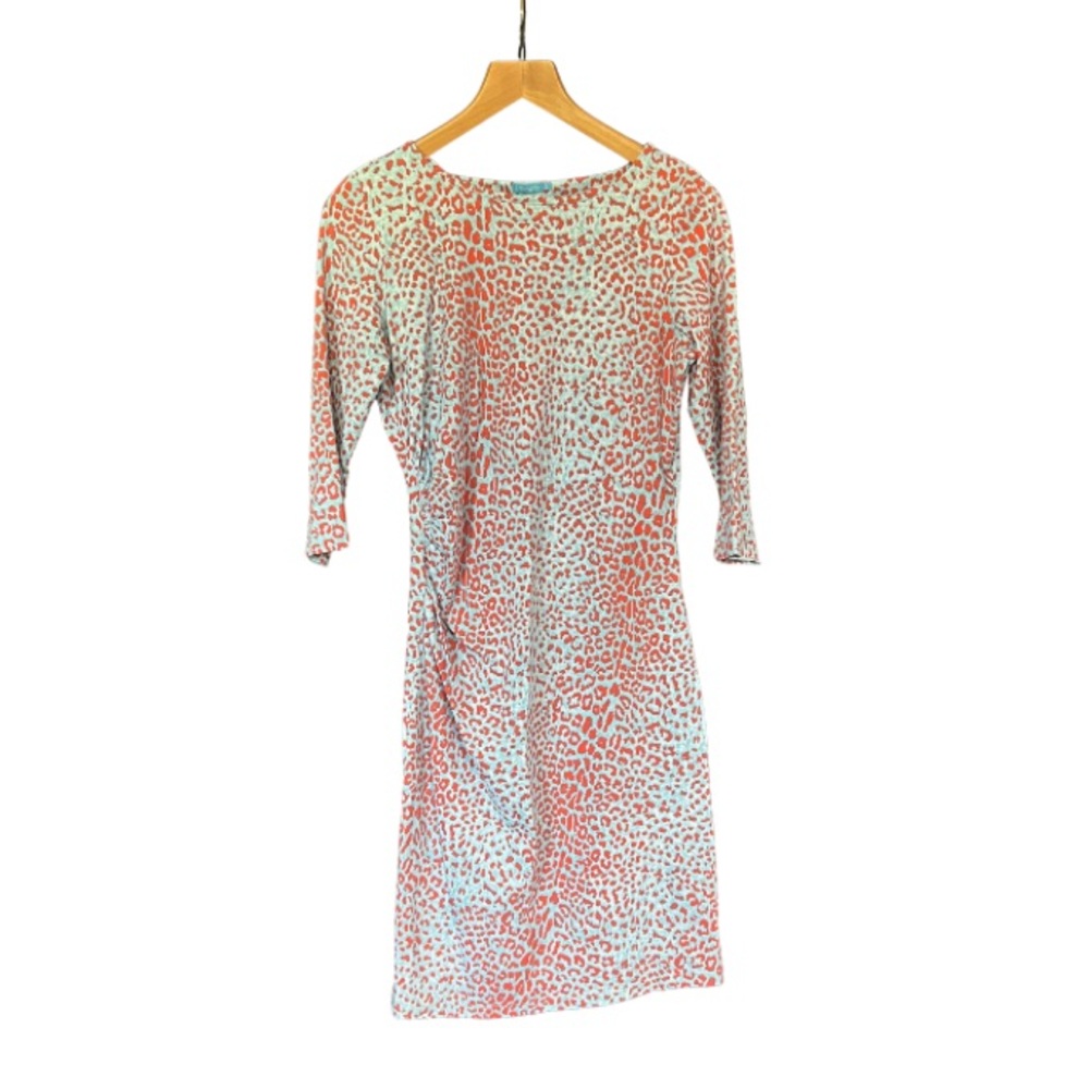 J. McLaughlin Red and Blue 3/4 Sleeve Dress